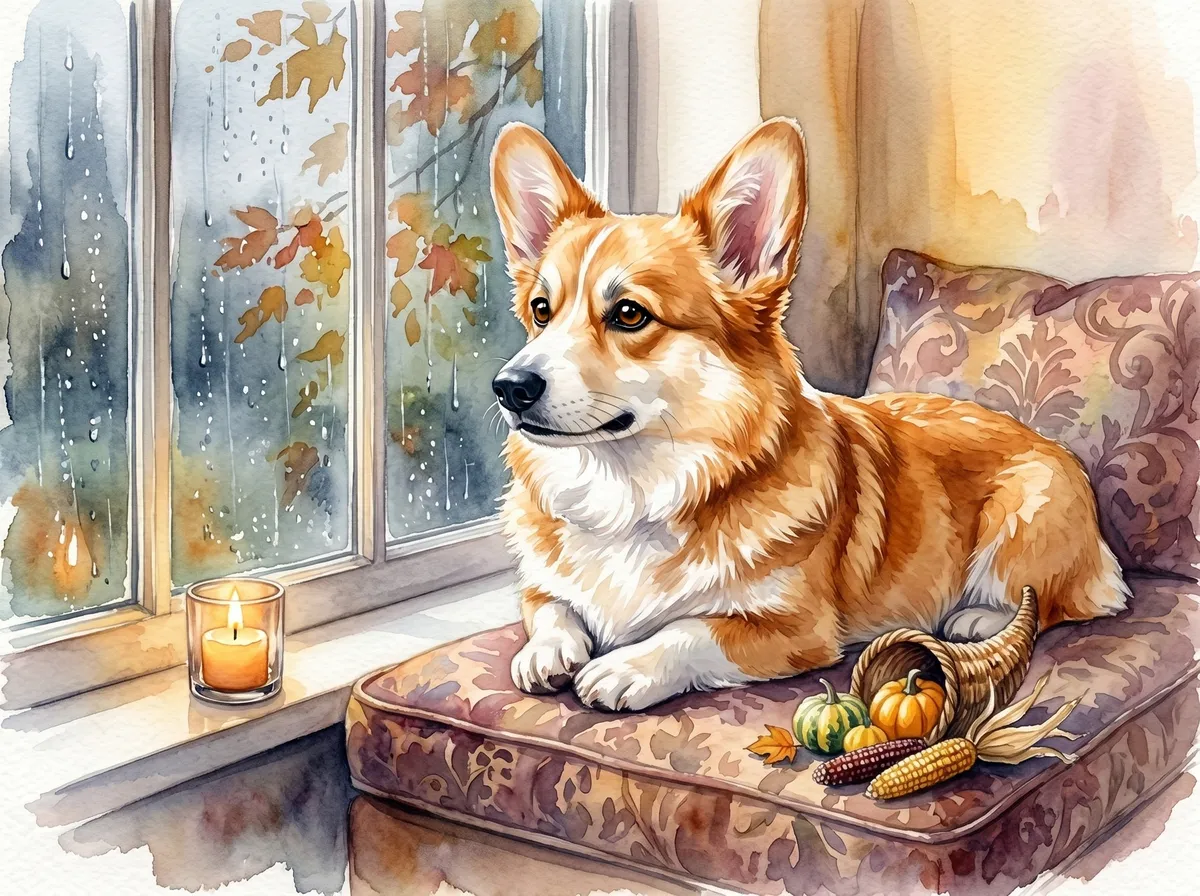 Pembroke Welsh Corgi watercolor calendar month 11